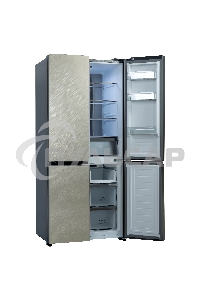 Холодильник Бирюса CD 496 TGG текстурированное бежевое стекло трехкамерный 334/162л морозилка снизу, No Frost, Side by Side