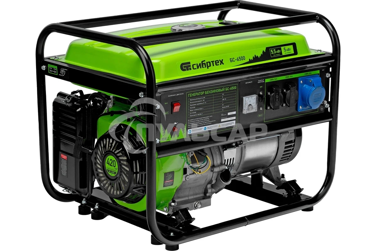 Электрогенератор бензиновый СИБРТЕХ БС-6500, 5.5 кВт, 95 дБ, 71.5 кг
