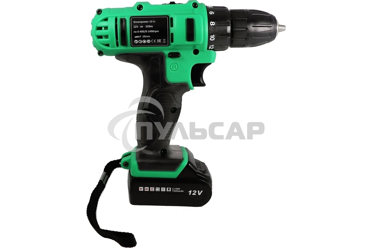 Дрель-шуруповерт Zitrek Greenpower 12-Li 063-4074, Аккумуляторная, 12В, 2 АКБ, Кейс