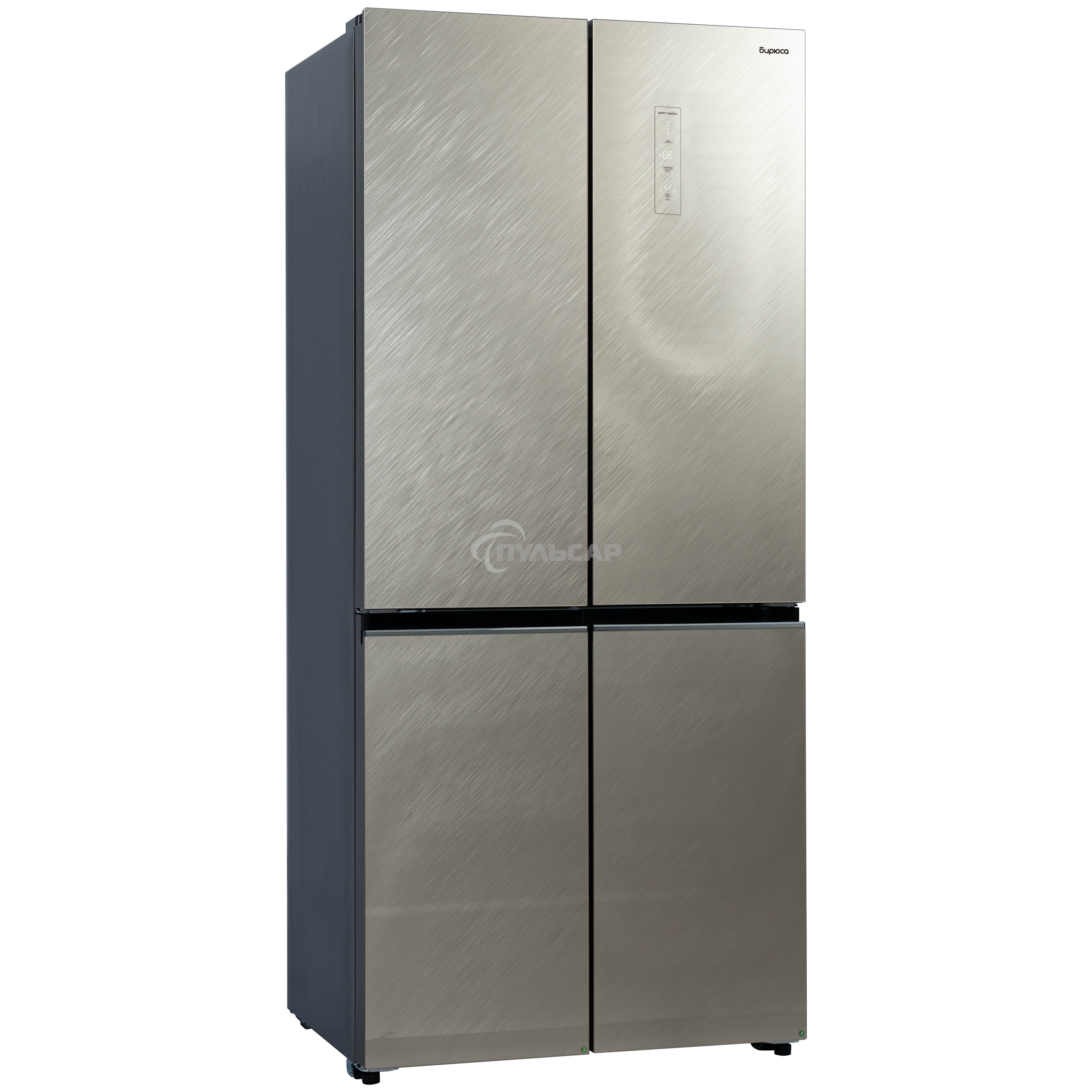 Холодильник Бирюса CD 496 TGG текстурированное бежевое стекло трехкамерный 334/162л морозилка снизу, No Frost, Side by Side