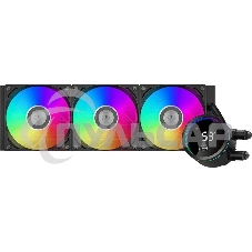 Система охлаждения PCCooler DA360 Pro ARGB Digital BK (300W, 360мм, LED temp., Black, ARGB/ Fans: 3x120мм, 75.8CFM, 33.7dBA, 2200RPM/ Pump height 57мм, 28dBA, 3000RPM, Rad thickness 27мм/ S: 1851, 1700, 1200, 20XX, 115X, AM5, AM4)