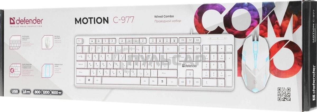 Комплект клавиатура + мышка Defender LINE MOTION C-977 RU белый