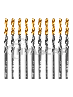 Сверло по металлу Denzel 4,5 мм, HSS-Tin, Golden Tip, 10 шт.