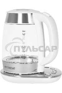 Чайник электрический Hyundai HYK-G4033 1.7л. 2200Вт белый/серебристый (корпус: стекло)