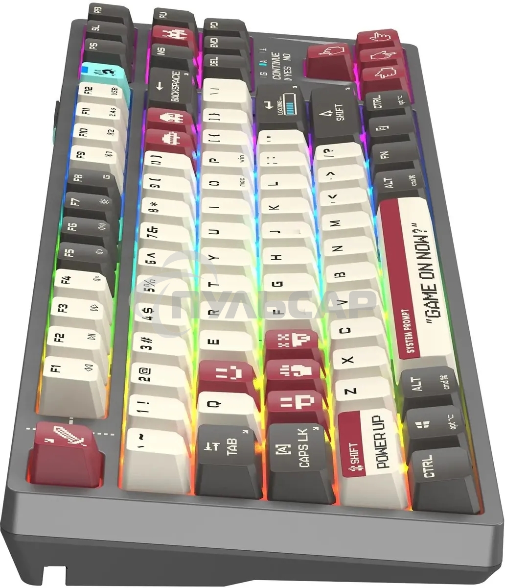 Клавиатура беспроводная A4Tech Bloody WS87 USB, Bluetooth/Радиоканал серый/красный