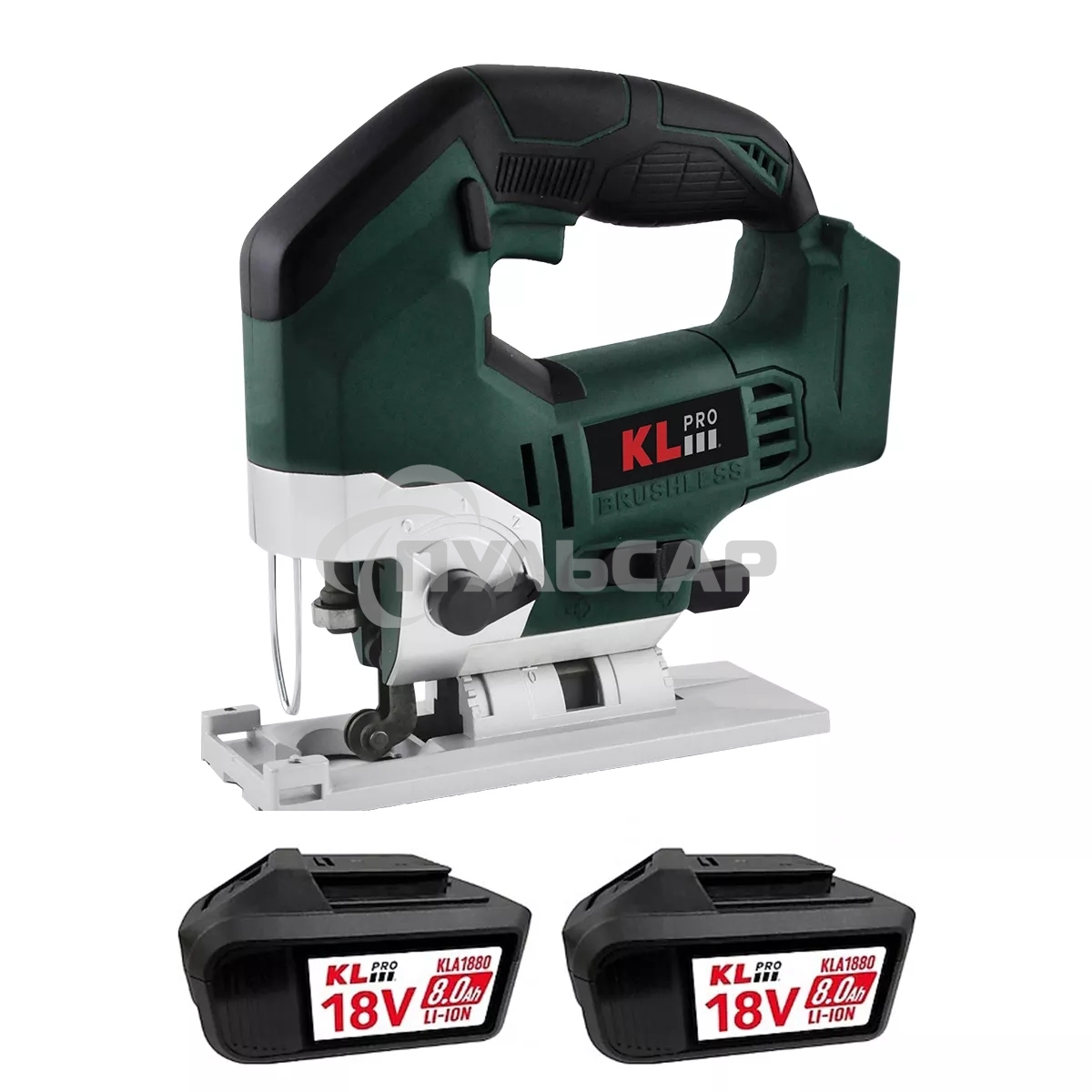 Профессиональный лобзик бесщеточный KLPRO KLDT18B-80 (18В, Li-ion-2шт, 8.0А·ч, патрубок для пылесоса, полотна (дерево/металл, З/У-4А, кейс)