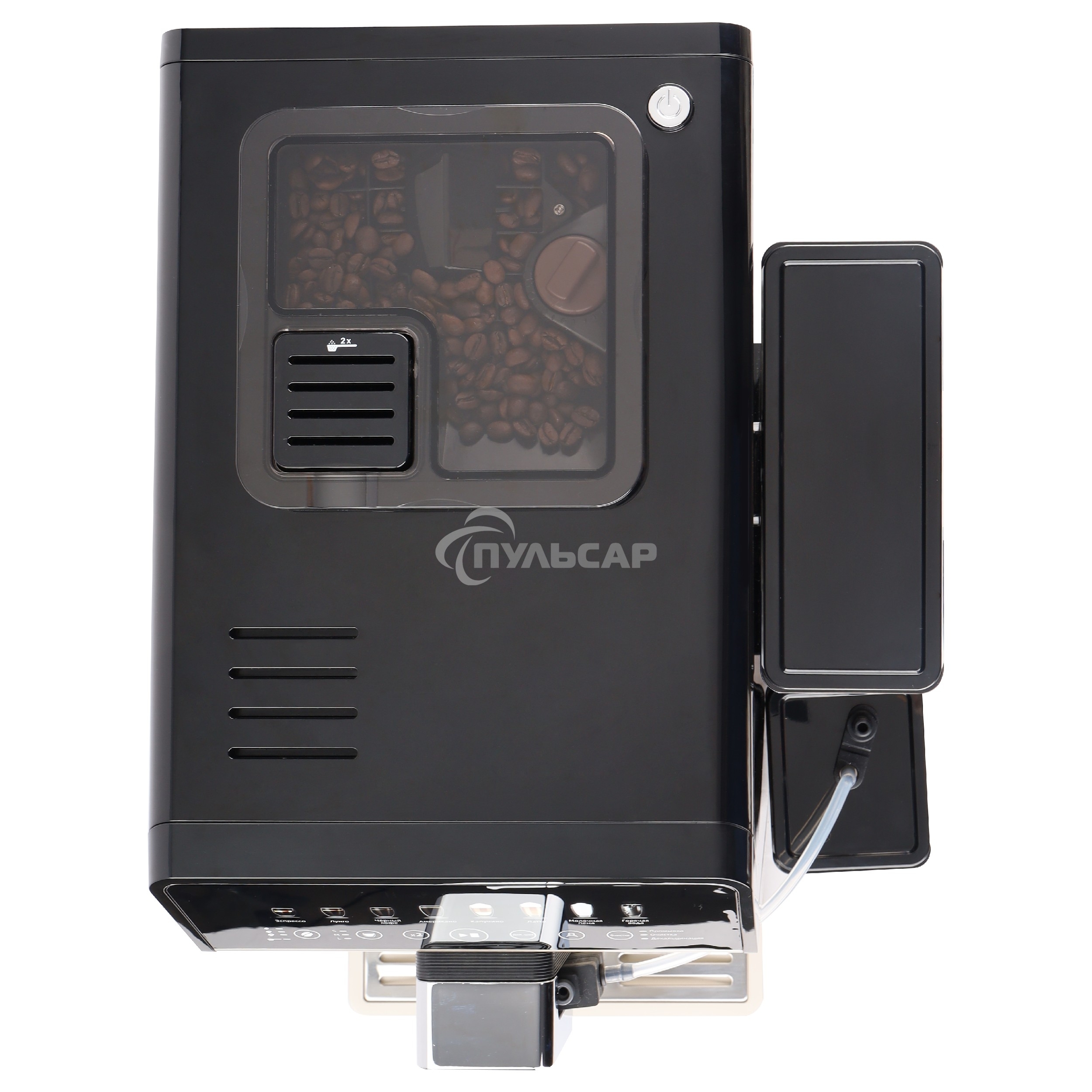 Кофемашина KORTING KACM 2026 N Fagotti, автоматическая, сенсорное управление, сенсорный дисплей, давление 19 бар, капучинатор, емкость для молока (400 мл), кофемолка (150 г), 6 уровней помола, черный