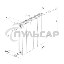 Радиатор биметаллический Royal Thermo PianoForte 500 серебристый - 12 секц.