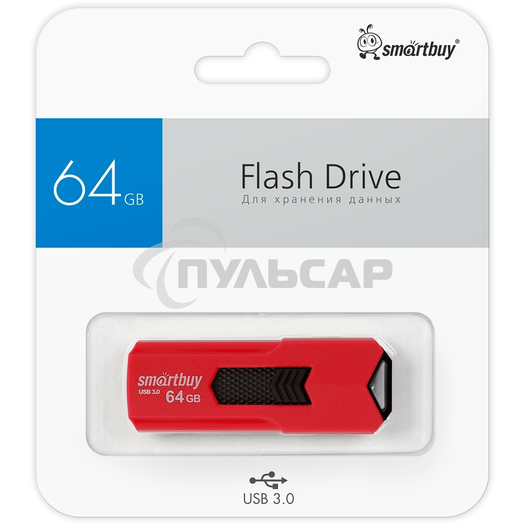 Флешка USB 64 Gb USB <USB 3.0> Smartbuy STREAM Red (SB64 GbST-R3)