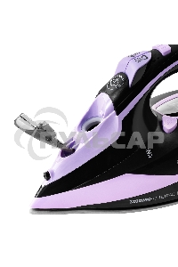 Утюг Galaxy Line GL 6135, черный с лиловым, паровой с помпой, 3200 Вт, постоянный пар 90 г/мин, паровой удар 260 г/мин, функции: самоочистка, антинакипь, автоотключение, вертикальное отпаривание, LED-дисплей, встроеный парогенератор, защита от перегрева, 