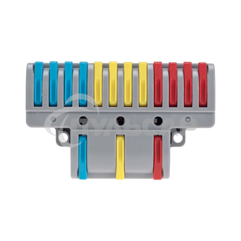 Клемма Rexant СМК 3х4 проходная разветвительная 3 полюса, с монтажной площадкой (1 ввод, 4 вывода на полюс) (10 шт/уп)