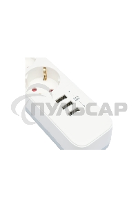 Сетевой фильтр Гарнизон 2.0 Мультипорт EPS-4-U3-W-2, 4 р, 10А, 3xUSB, 2м, ур.защиты 2+, белый, пакет