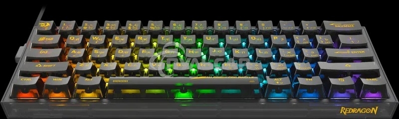 Клавиатура проводная игровая Redragon Fizz прозрачно-черная (USB, +ICE, 61 кл., RGB подсветка)