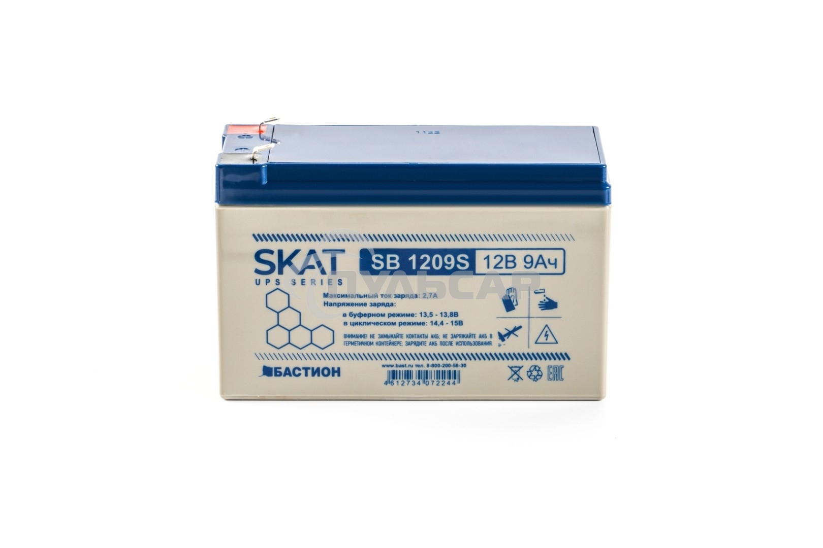 АКБ свинцово-кислотная SKAT SB 1209S тип AGM 12V 9А·ч I зар. 2,6 А (ножевые клеммы) (8970)