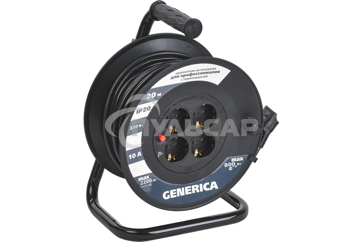 Катушка IEK GENERICA УК20 с т/з 4 места 2P+PE/20м 3х1,0мм2 GENERICA