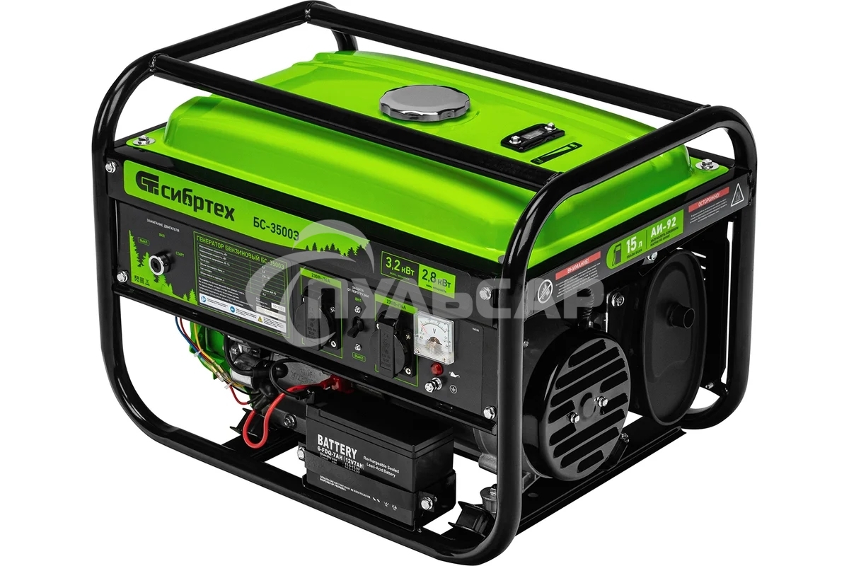 Электрогенератор бензиновый СИБРТЕХ БС-3500Э, 3.2 кВт, 96 дБ, 44.4 кг