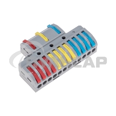 Клемма Rexant СМК 3х4 проходная разветвительная 3 полюса, с монтажной площадкой (1 ввод, 4 вывода на полюс) (10 шт/уп)