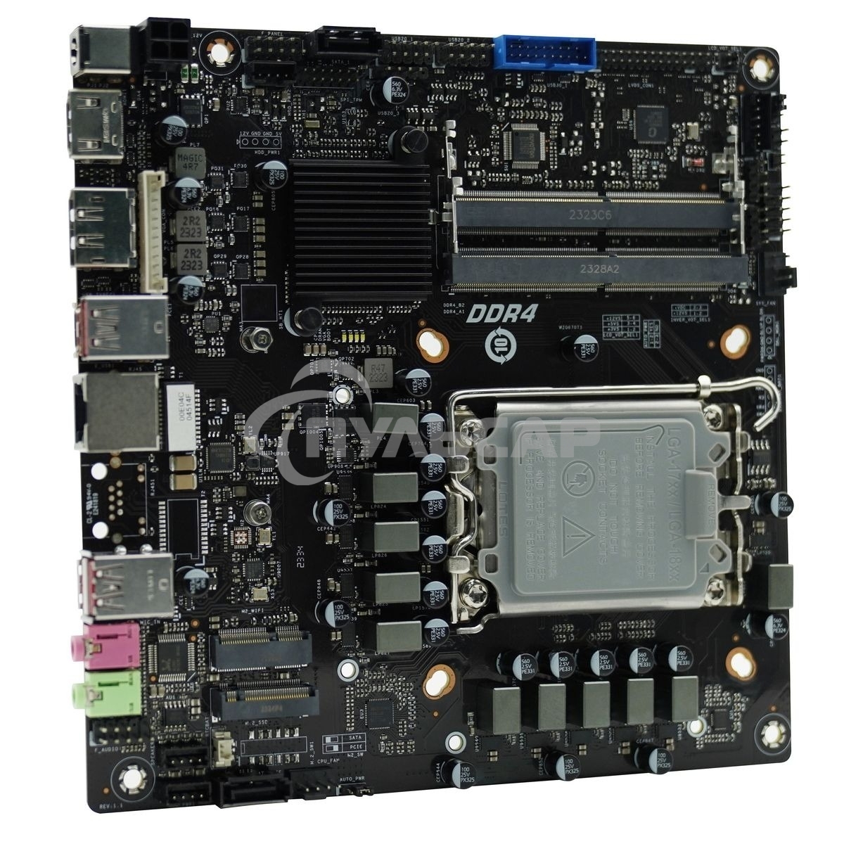 Материнская плата AFOX AFMIQ670D4-MI4-V2, LGA 1700, Intel Q670, 2xDDR4L, 2xSATA, 1xM.2, 1xHDMI, 1xDP, 1x 1Gb LAN, 3xUSB-A 3.2 Gen 2, 1xUSB-C 3.2 Gen 2, 2x3.5 мм, 7.1, Mini-ITX