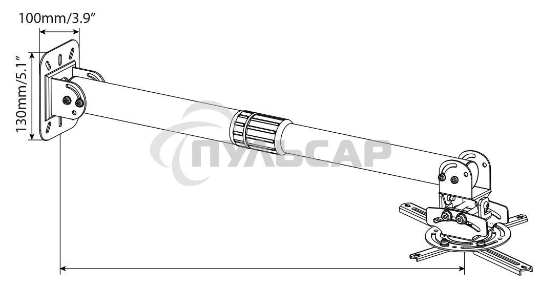 Кронштейн для проектора Cactus CS-VM-PR16L-BK черный макс.13.6кг настенный и потолочный поворот и наклон