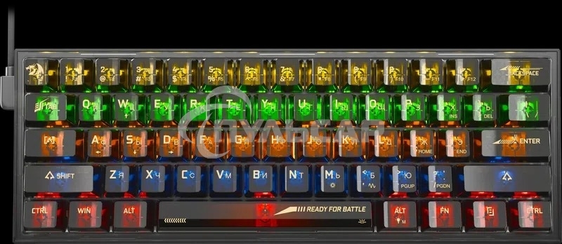 Клавиатура проводная игровая Redragon Fizz прозрачно-черная (USB, +ICE, 61 кл., RGB подсветка)