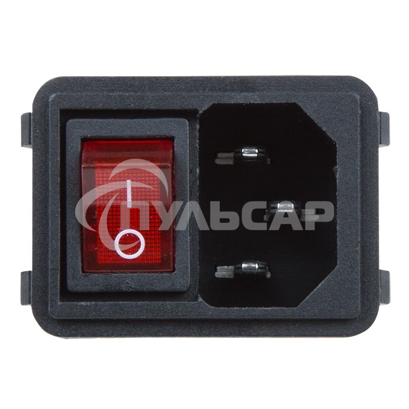 Выключатель клавишный Rexant 250V 10А (4с) ON-OFF красный с подсветкой и штекером C14 3PIN