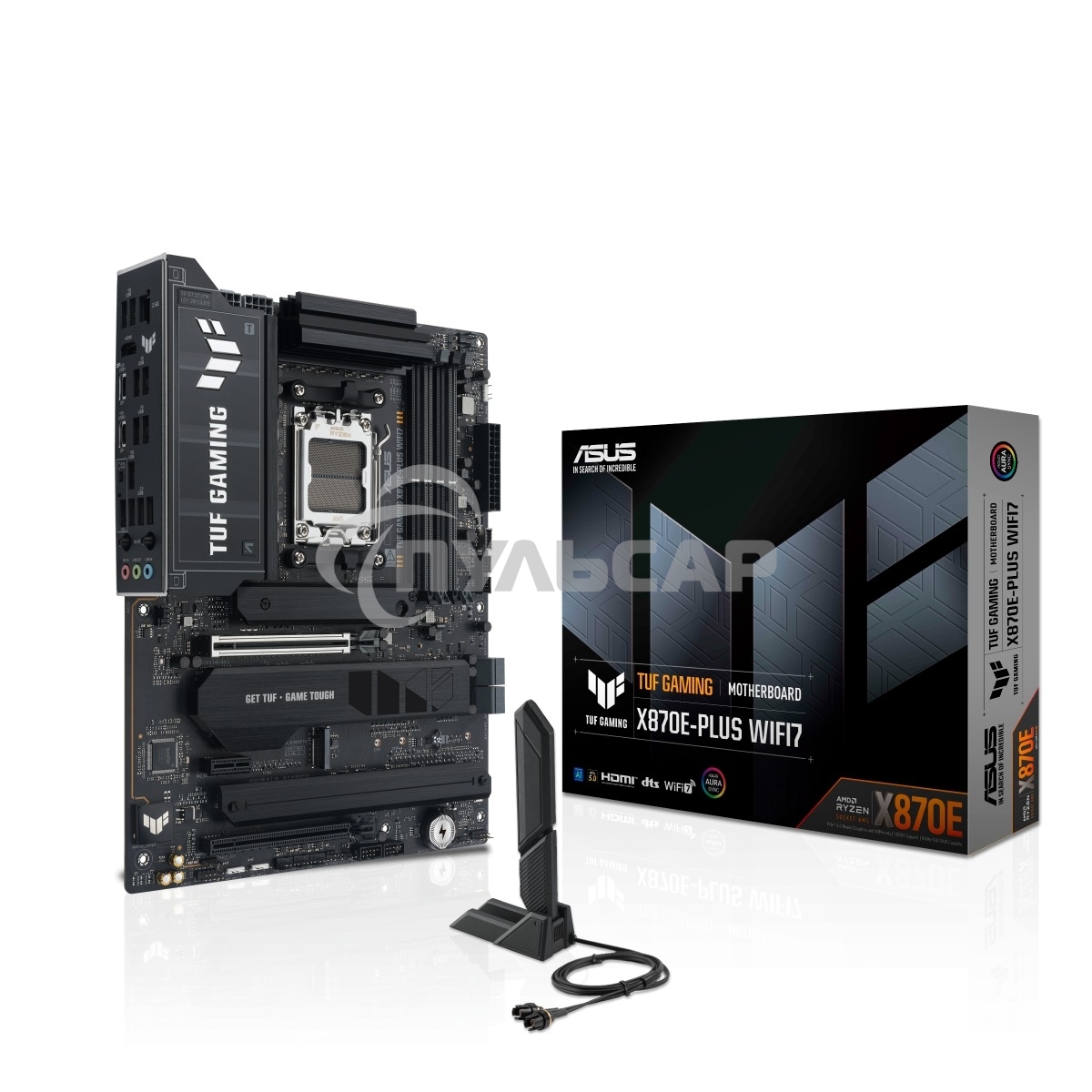 Материнская плата ASUS TUF GAMING X870E-PLUS WIFI7, AM5, AMD X870E, 4xDDR5, 4xSATA, 4xM.2, 1xPCIe 5.0 x16, 1xPCIe 4.0 x4, 1xPCIe 3.0 x1, 1xHDMI, 1x2.5Gb LAN, Wi-Fi 7, Bluetooth 5.4, 2xUSB-C 40Gbps, 3xUSB-A 10Gbps, 4xUSB-A 5Gbps, 4xUSB-A 2.0, 3x3.5 мм, 7.1