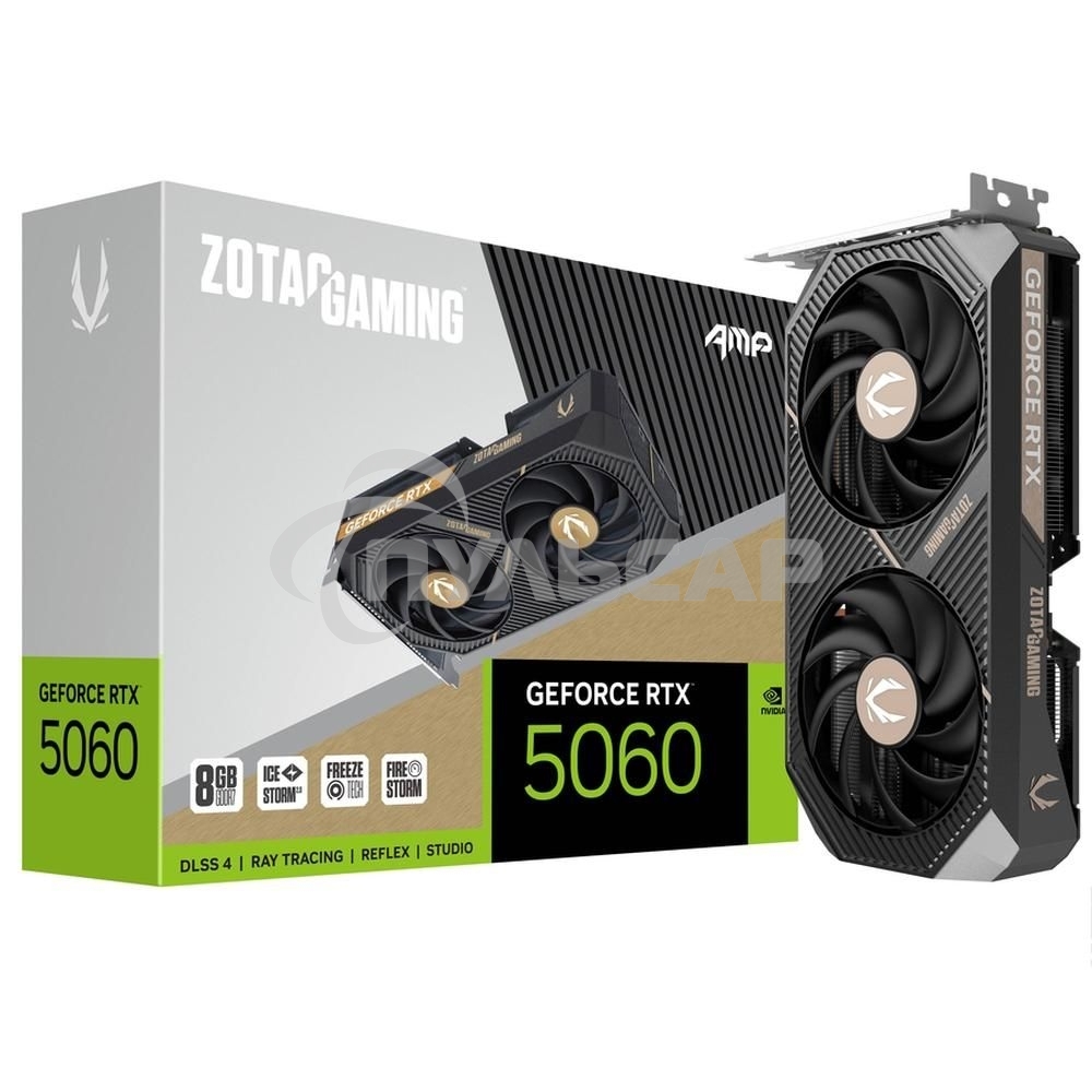 Видеокарта Zotac RTX5060 AMP 8Gb GDDR7 128bit 3xDP HDMI 2FAN MEDIUM PACK