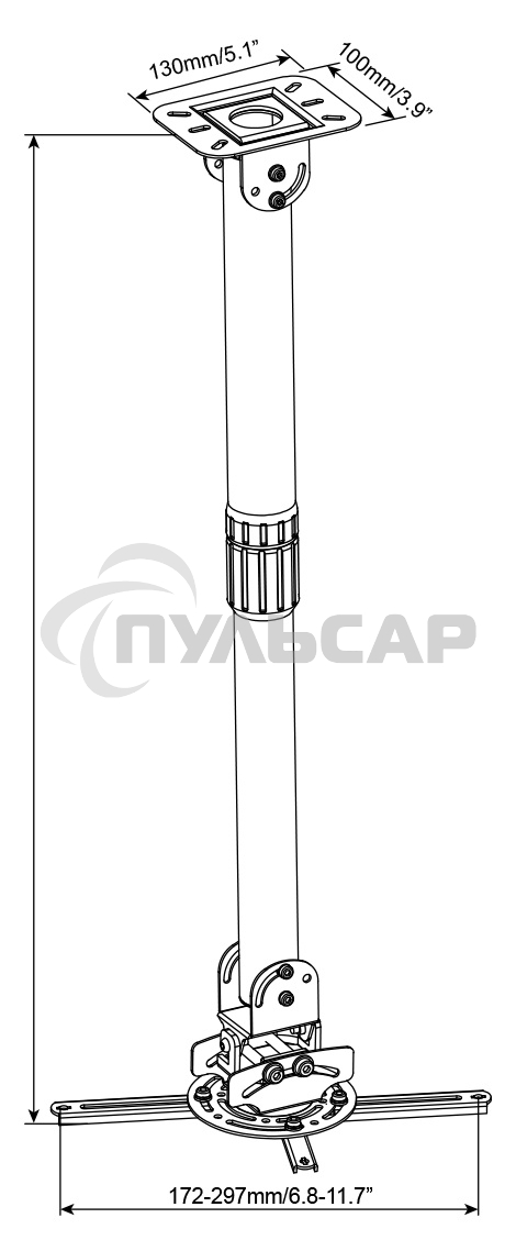 Кронштейн для проектора Cactus CS-VM-PR16L-BK черный макс.13.6кг настенный и потолочный поворот и наклон