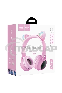 Гарнитура полноразмерная с кошачьими ушами беспроводная HOCO W27, розовый