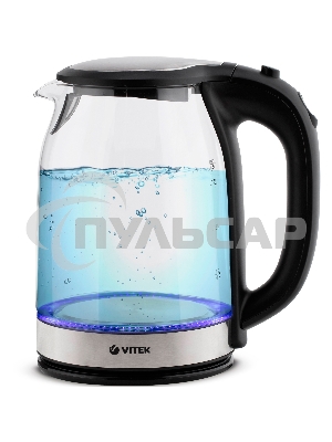 Чайник электрический 7095-VT(TR) Vitek Мощность 2200 вт.Объем 1,8 л.Материал корпуса термостойкое стекло.