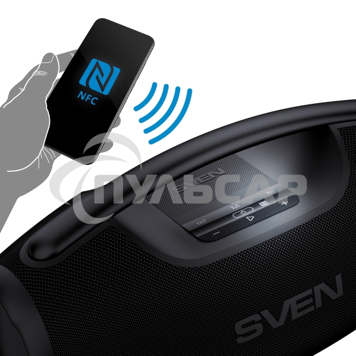 Портативная акустическая система SVEN PS-990, черный, 2.0, 2x90 Вт (RMS), IPx7, TWS, Bluetooth, USB, аккумулятор