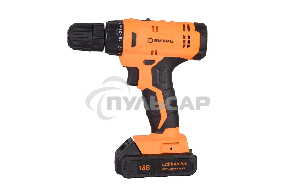 Дрель-шуруповерт Вихрь ДА-18Л-2к 72/14/9, Аккумуляторная, 18В, 2 АКБ, Кейс