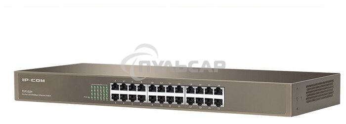 Коммутатор неуправляемый IP-COM F1024 24 порта, 24x100 Мбит/с, установка в стойку, металлический корпус