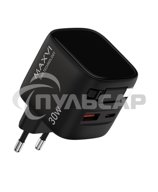 Сетевое зарядное устройство Maxvi SFC-330GN Type-C\USB 30W PD QC3.0 черный