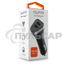 Автомобильное зарядное устройство QUMO 3A, 2 USB, 1A+2A черный
