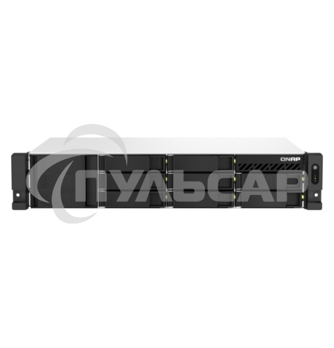 Сетевое хранилище SMB QNAP TS-873AeU-4G NAS 8x3.5/2.5 SATA/SSD trays, 2 x M2 PCIe, 2x 2.5 GbE, 2U rackmount, 1 PSU. AMD Ryzen V1500B 4-core/8-thread 2.2 GHz processor, 4 Gb DDR4 RAM (1*4 Gb) up to 64Gb (2*32 Gb). W/o rail kit RAIL-B02