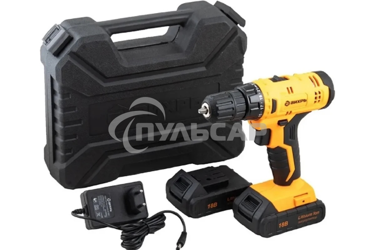 Дрель-шуруповерт Вихрь ДА-18Л-2к 72/14/9, Аккумуляторная, 18В, 2 АКБ, Кейс