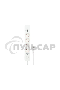 Сетевой фильтр Гарнизон 2.0 Мультипорт EPS-4-U3-W-2, 4 р, 10А, 3xUSB, 2м, ур.защиты 2+, белый, пакет