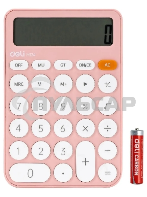 Калькулятор настольный Deli EM124PINK розовый 12-разр.