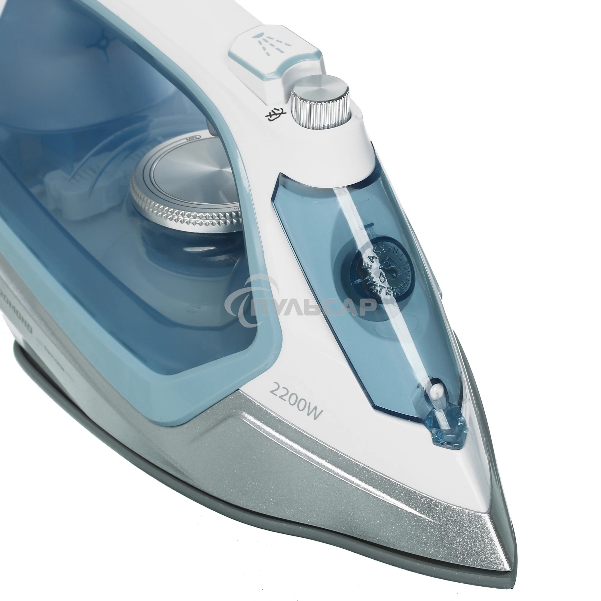 Утюг Redmond RI-C284 голубой, 2200 Вт, подошва - керамика, пар 35 г/мин, паровой удар 160 г/мин, самоочистка, антикапля