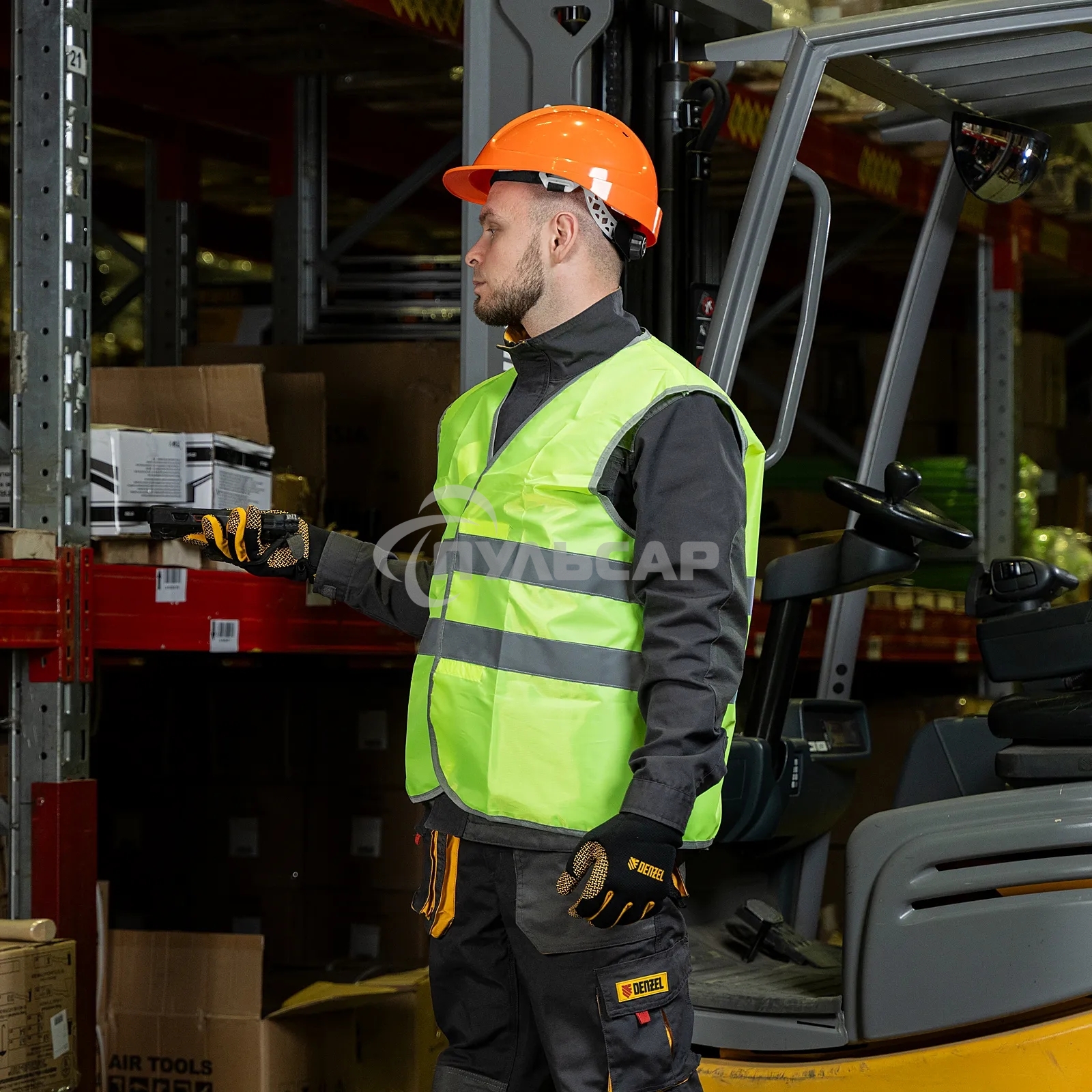 Каска защитная ударопрочная Denzel ABS/PC, плавная регулировка, модель 