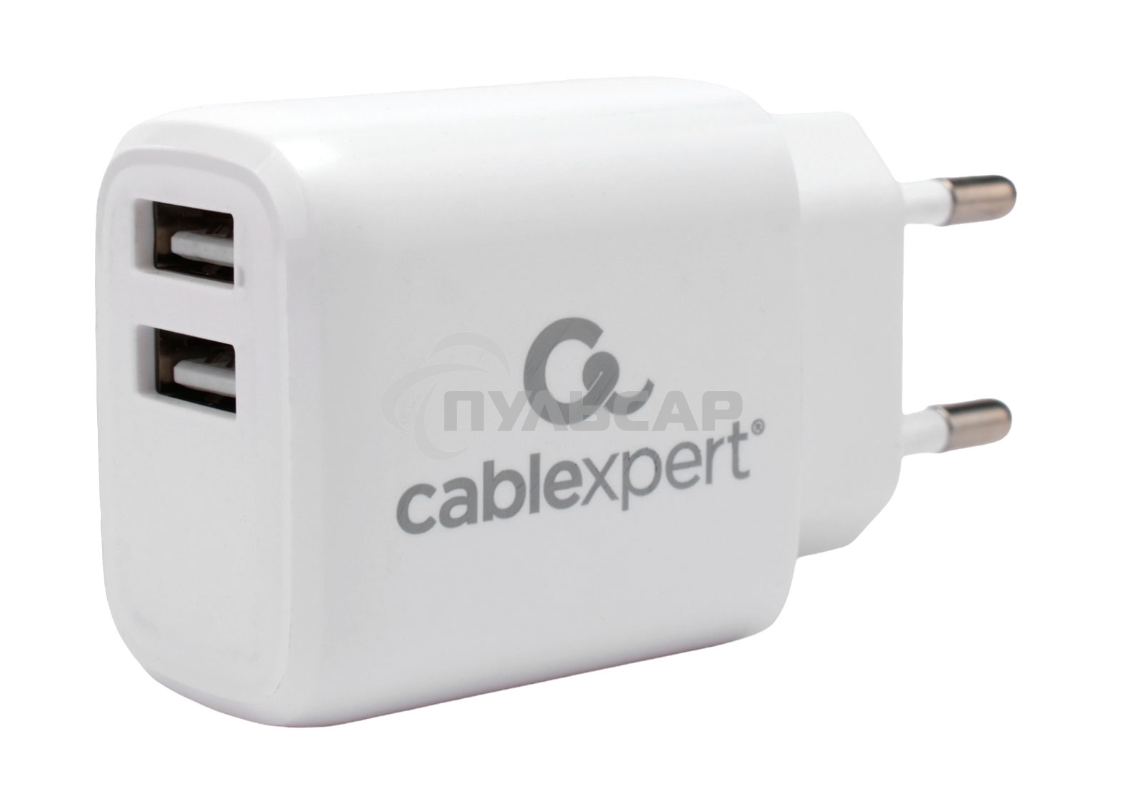 Зарядное устройство Cablexpert MP3A-PC-58, 10.5Вт, 2.1А, 2хUSB, белый, пакет