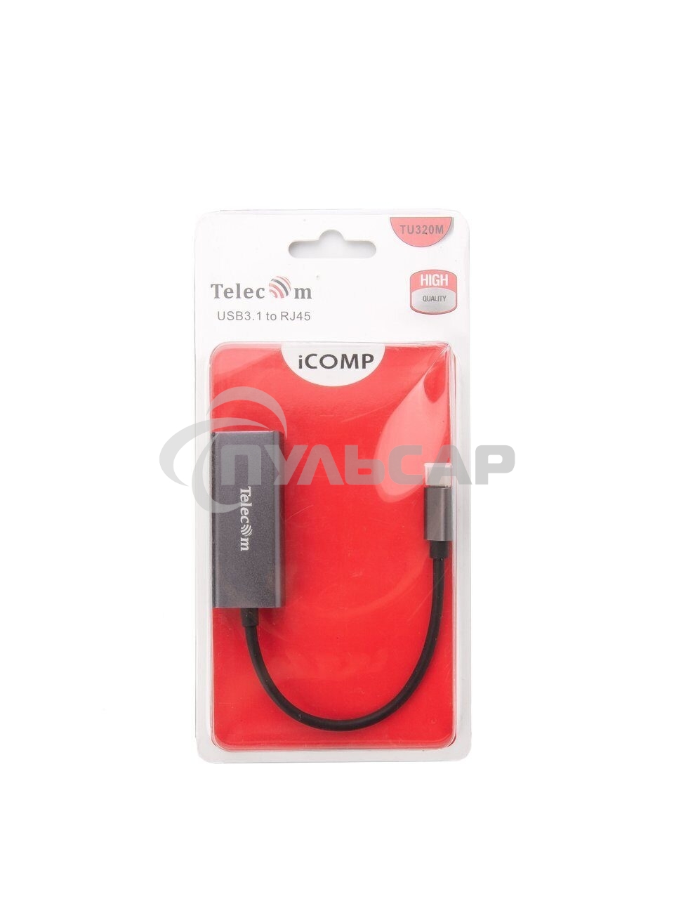 Кабель-переходник USB 3.1 Type-C -->RJ-45 1000Mbps Ethernet, Aluminum Shell, 0.15м Telecom <TU320M>
