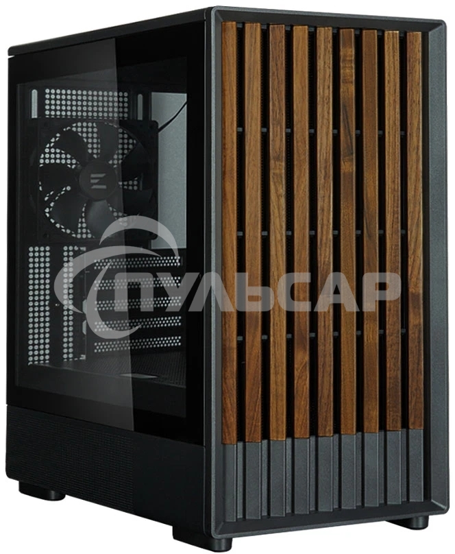 Компьютерный корпус Zalman P10 NAMU, MATX, черный, WINDOW, FRONT COVER WALNUT, 2x3.5