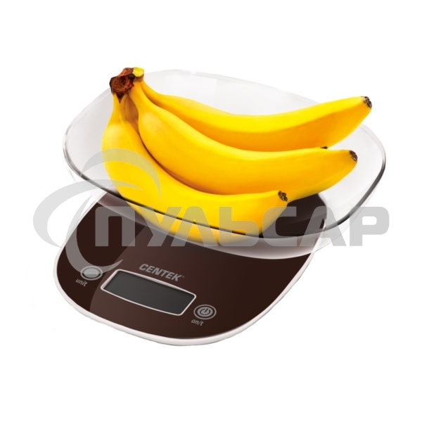 Весы кухонные Centek CT-2456 (шоколад) электр., max 7кг(!!!), шаг 1г, большая съемная чаша, дисплей
