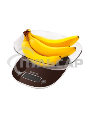 Весы кухонные Centek CT-2456 (шоколад) электр., max 7кг(!!!), шаг 1г, большая съемная чаша, дисплей