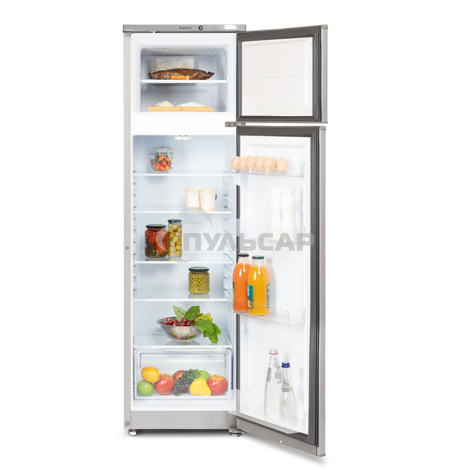 Холодильник Бирюса M424 металлик двухкамерный 170/35л морозилка сверху