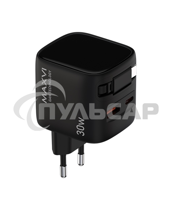 Сетевое зарядное устройство Maxvi SFC-330GN Type-C\USB 30W PD QC3.0 черный