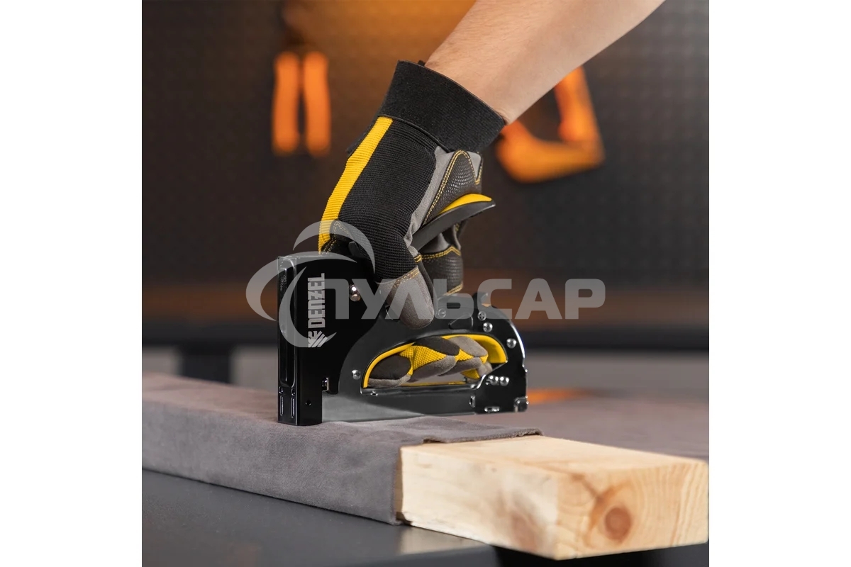 Степлер мебельный, стальной корпус, быстрая загрузка, регул. силы удара, тип 53, 4-14 мм Denzel