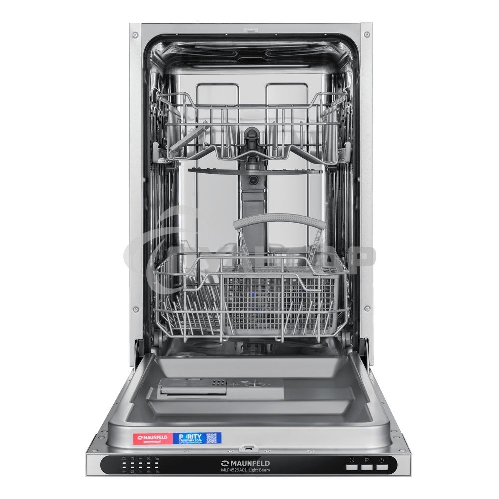 Встраиваемая посудомоечная машина Maunfeld MLP4529A01 Light Beam, черный, 44.8 см, 9 компл., 49 дБ, класс A++